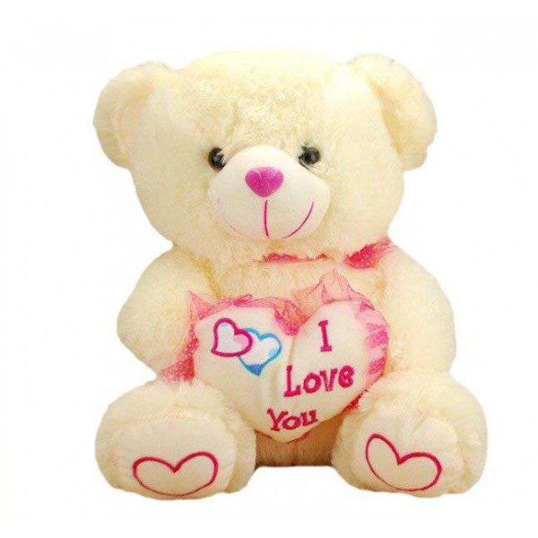 Cute Peach Teddy Bear holding I Love You Heart